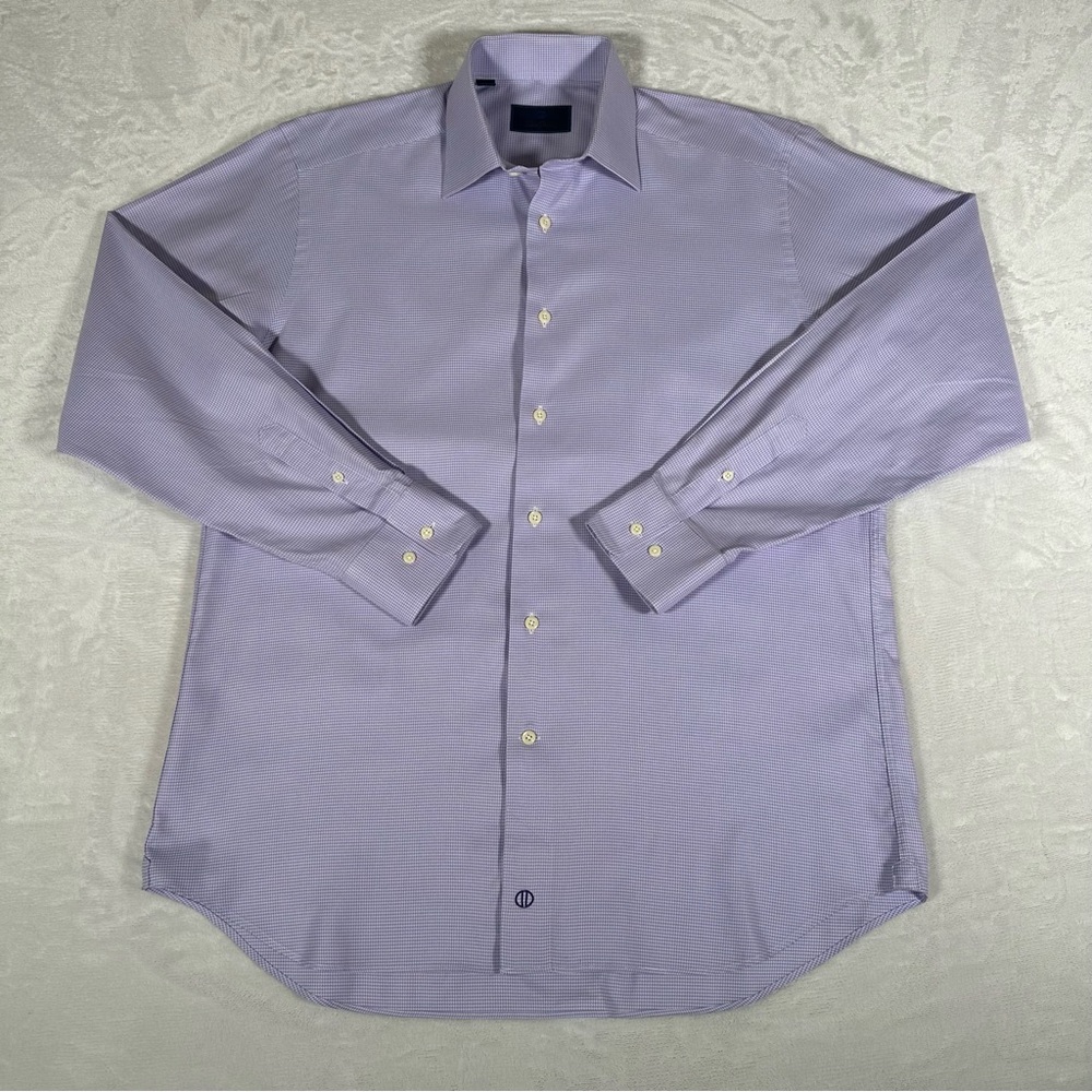David Donahue Dress Shirt Men Size 16 34 / 35 Purple Long Sleeve 100% Cotton
